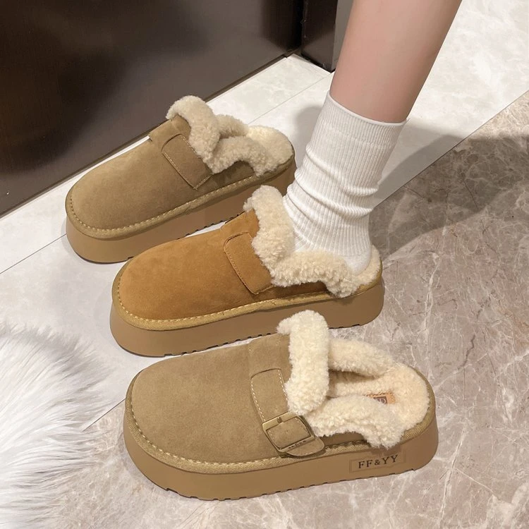 （1192-5）2024 秋季新款百搭时尚舒适复古加绒勃肯包头半拖