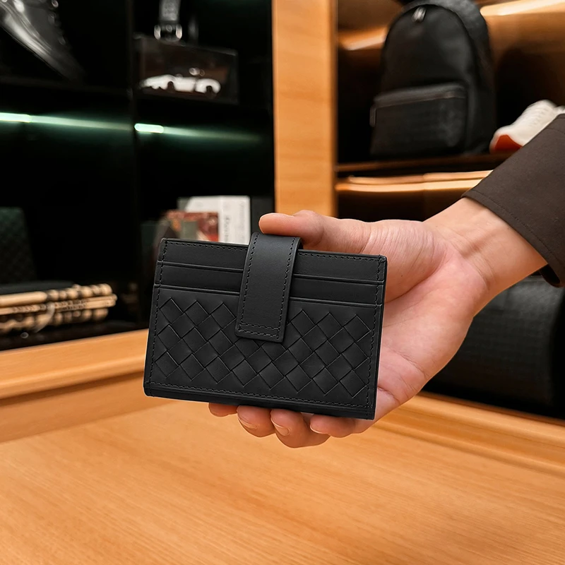 BOSOM VARVLE BV【胎牛皮】手工编织卡包短款头层牛皮便携式零钱包