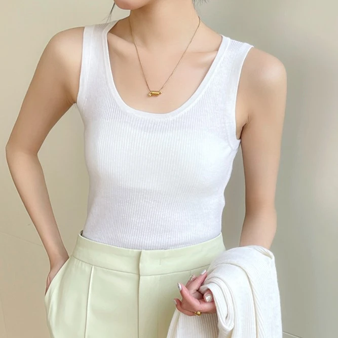 扬子纱春季新款超细精纺100纯羊毛吊带背心女