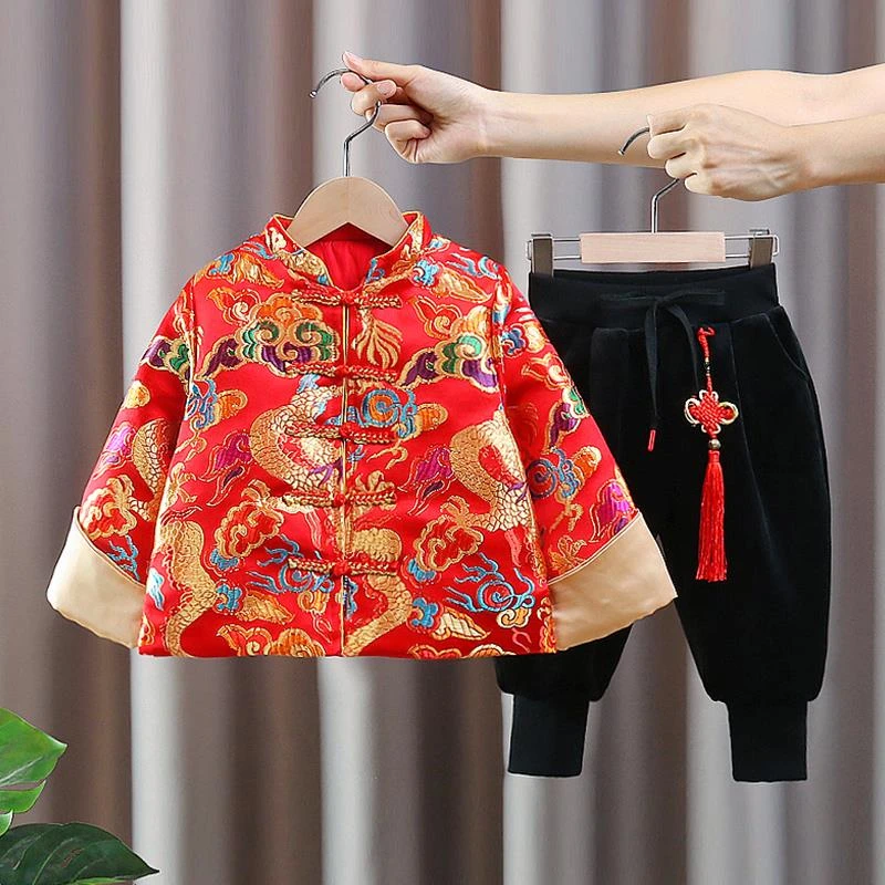 男童汉服拜年服童装儿童新年衣服男宝冬款过年服喜庆龙年唐装套装