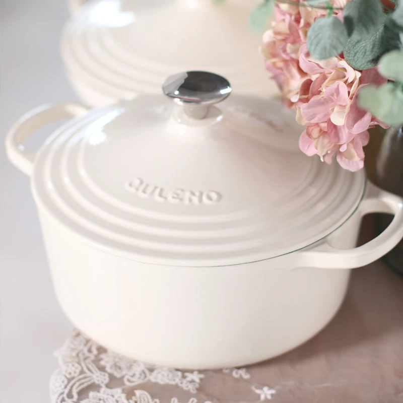 QULENO千乐欧（锅锅专属）炫彩24cm炖煮锅焖炖锅珐琅铸铁锅