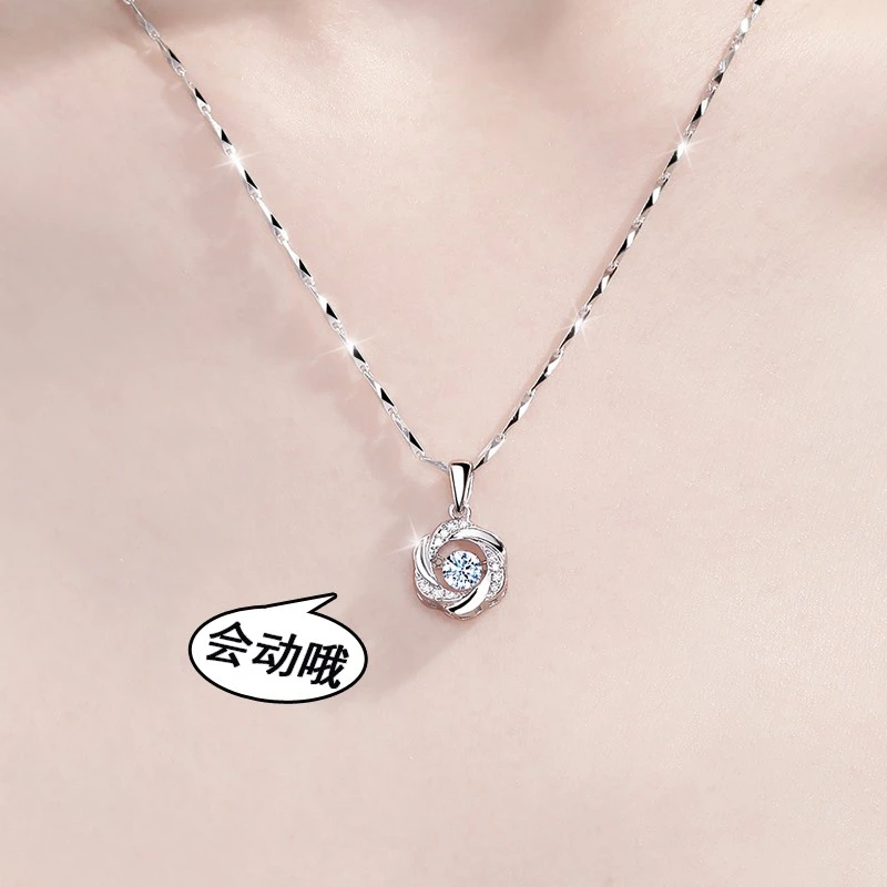 坠链均足银 999纯银跳动的项链女款小众轻奢生日礼物送女友送女生
