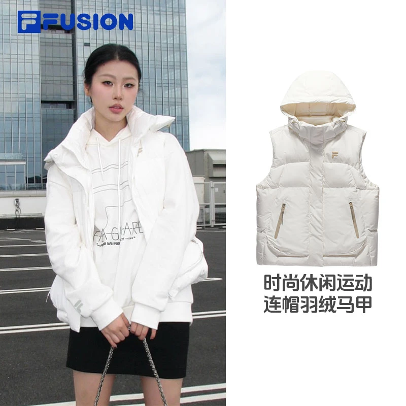 Fila/斐乐女士冬季新款【百搭显瘦】连帽保暖羽绒马甲T11W441901F