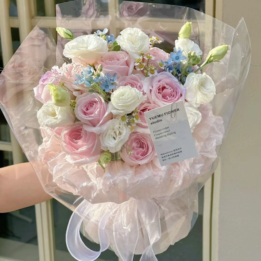 奶油小香风玫瑰混搭花束鲜花送花同城配送上门高端花束送女友礼物