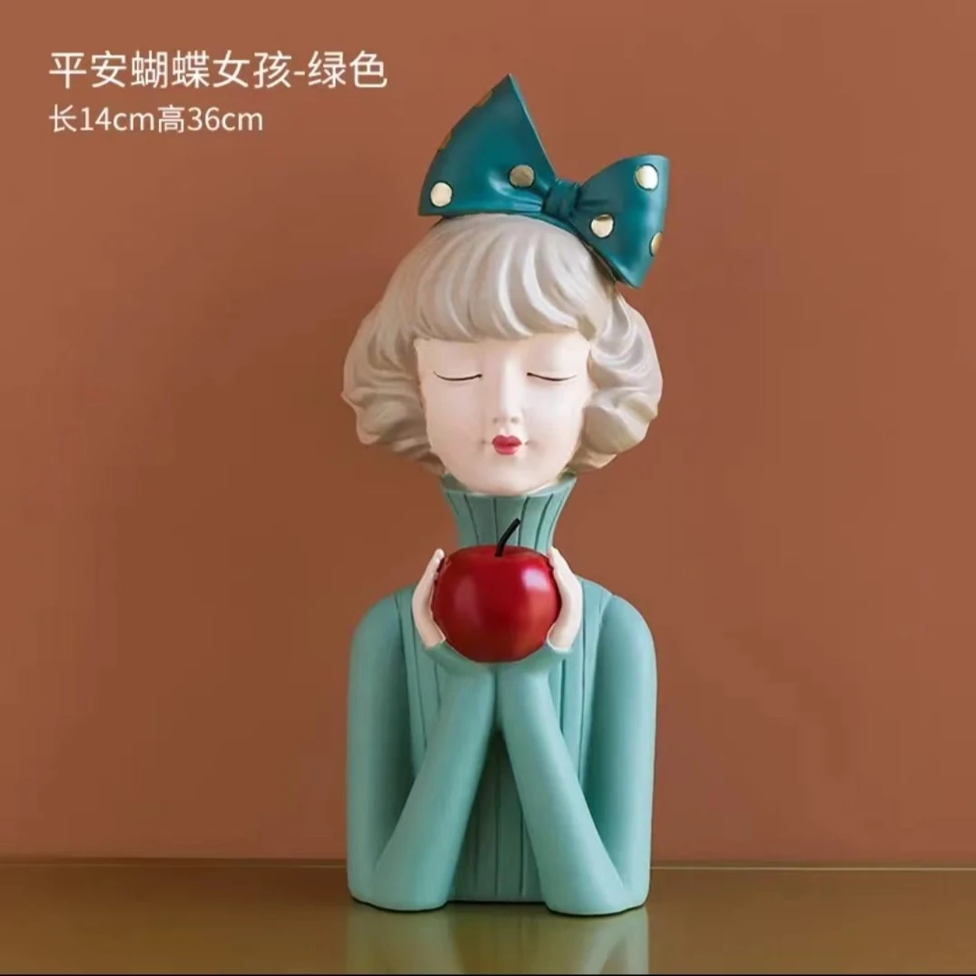 [yy]创意艺术苹果女孩电视柜摆件客厅玄关酒柜家居装饰品
