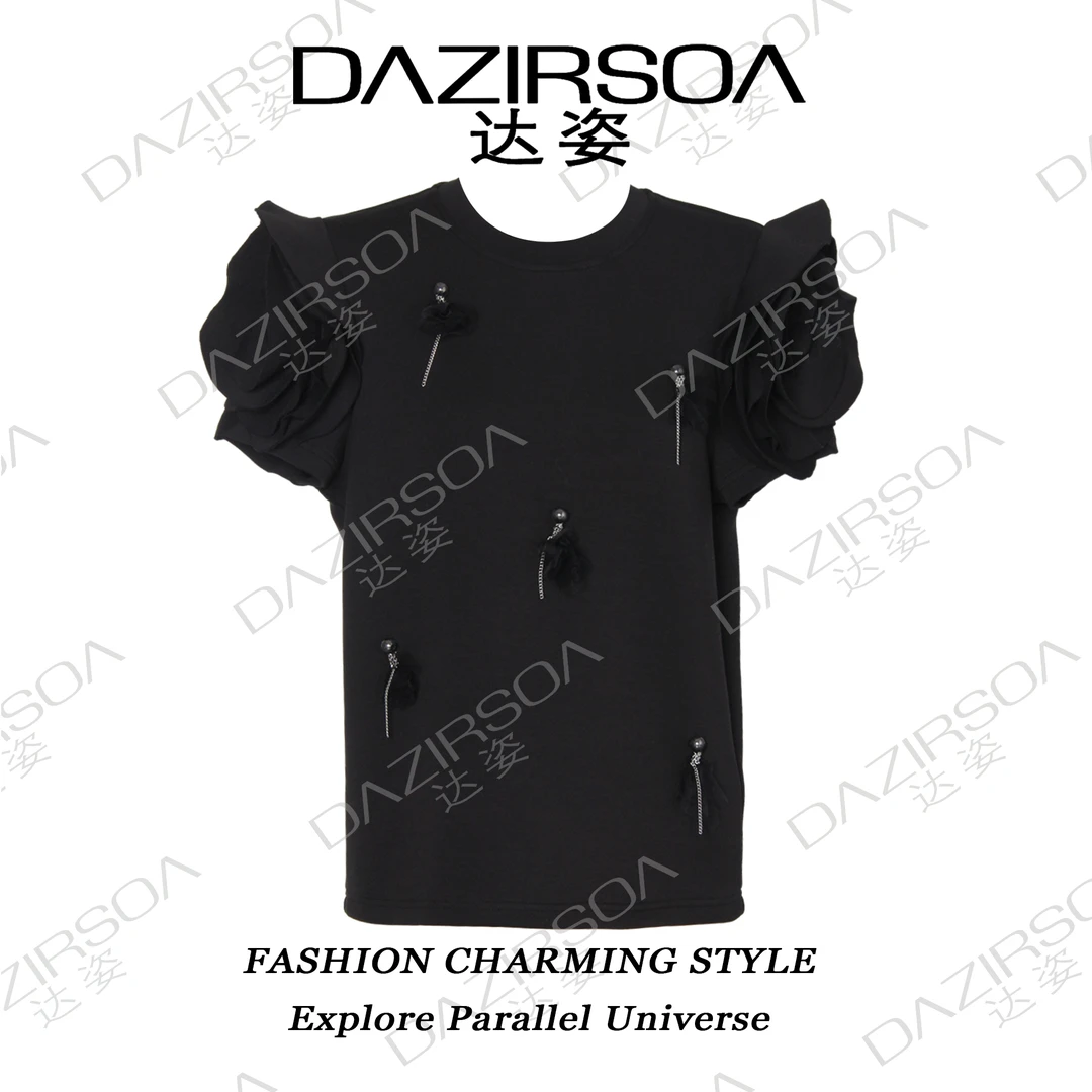 玫瑰夫人|原创设计立体玫瑰网纱钻饰上衣 N958