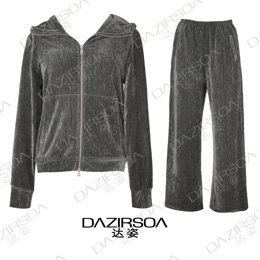 24A/W “构想实穿” 时尚简约运动风丝绒套装 T263