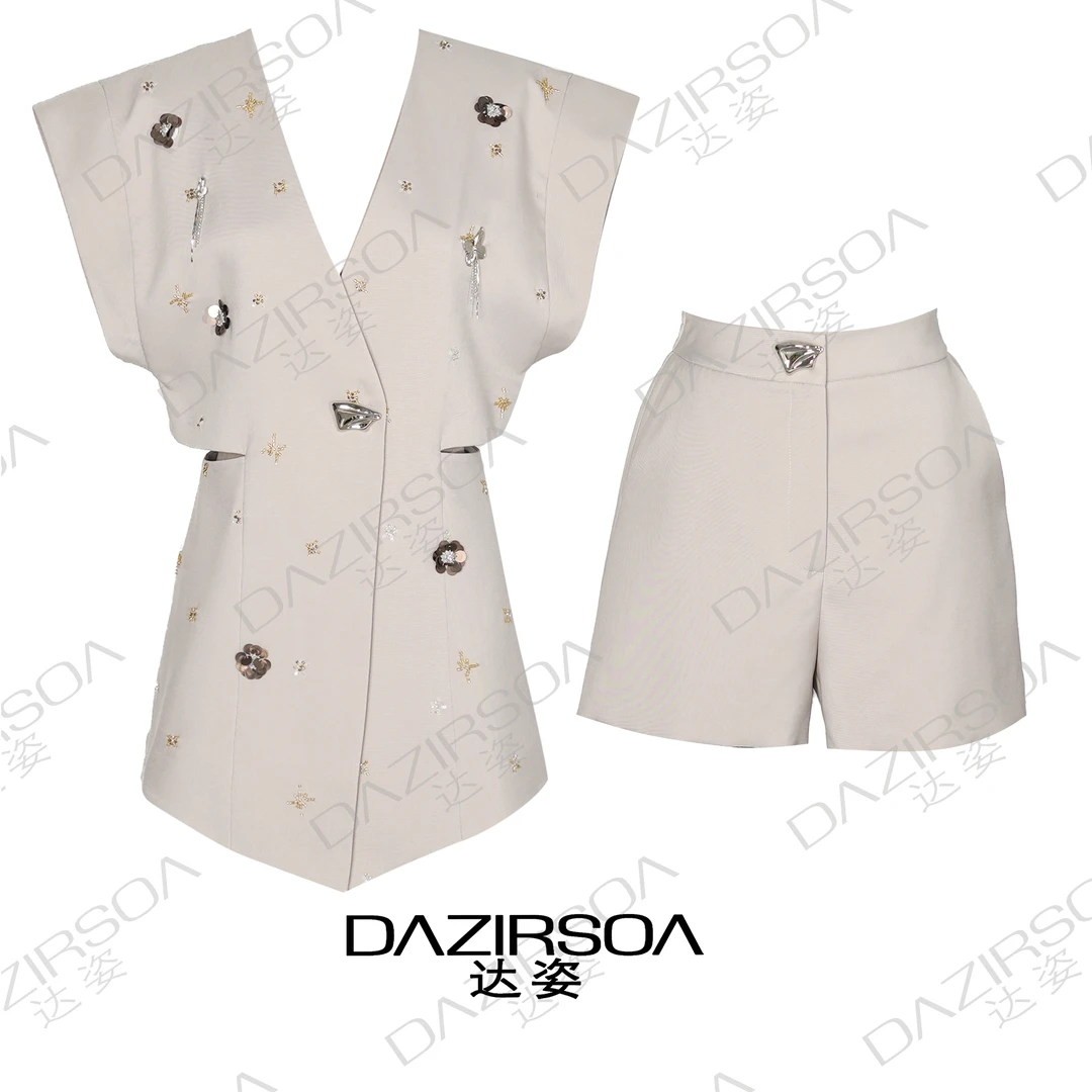 DAZIRSOA/达姿NEW ARRIVAL |“沙丘美学”设计感马甲短裤套装 S372