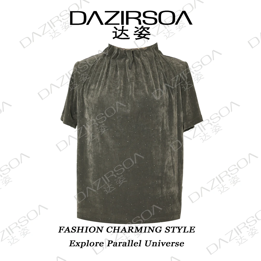 24A/W "Midnight Paris" 简约row烫钻丝绒上衣 S937