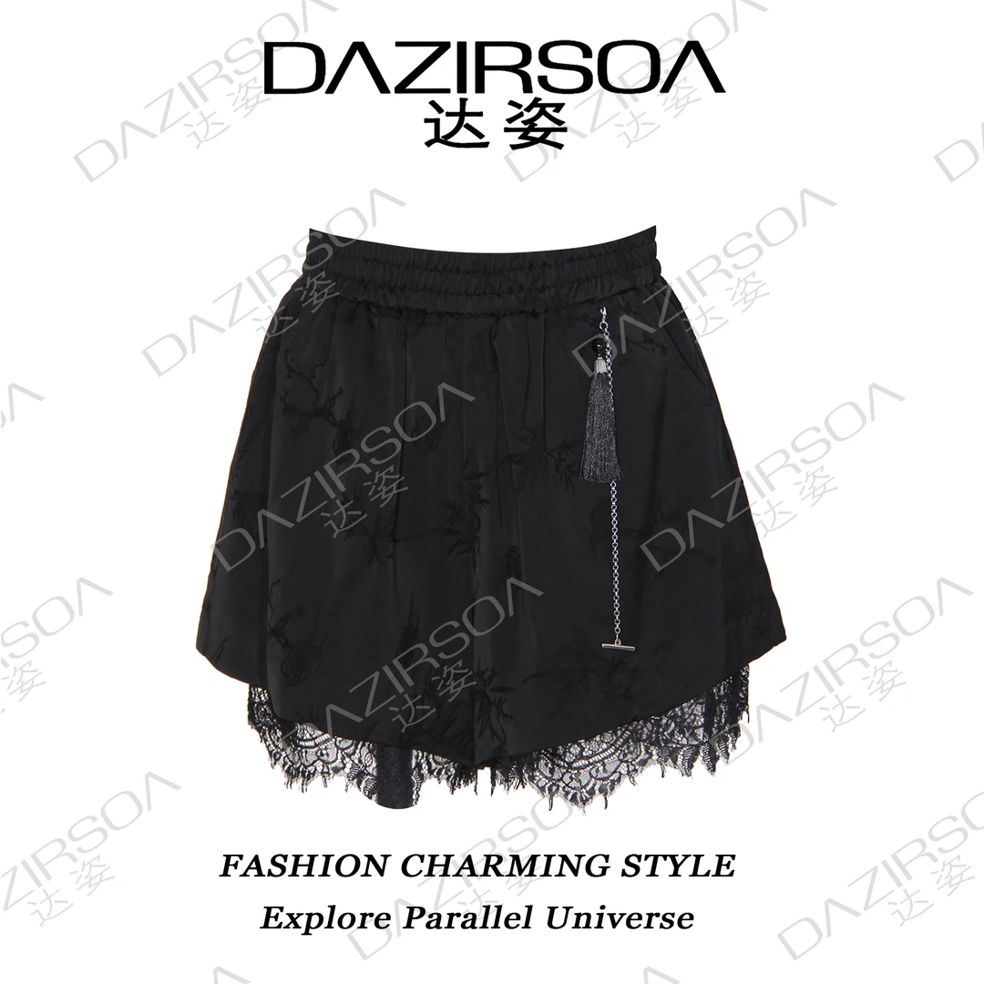 NEW ARRIVAL|“和月折花”提花链条蕾丝拼接短裤 R592