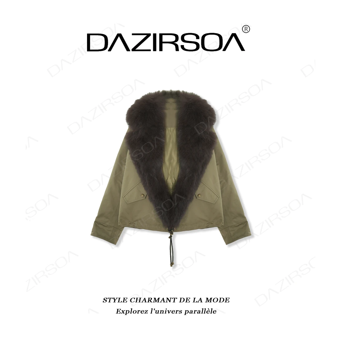 DAZIRSOA/达姿”城市步调“时尚百搭拼接狐狸毛洋气羽绒服外套 U790