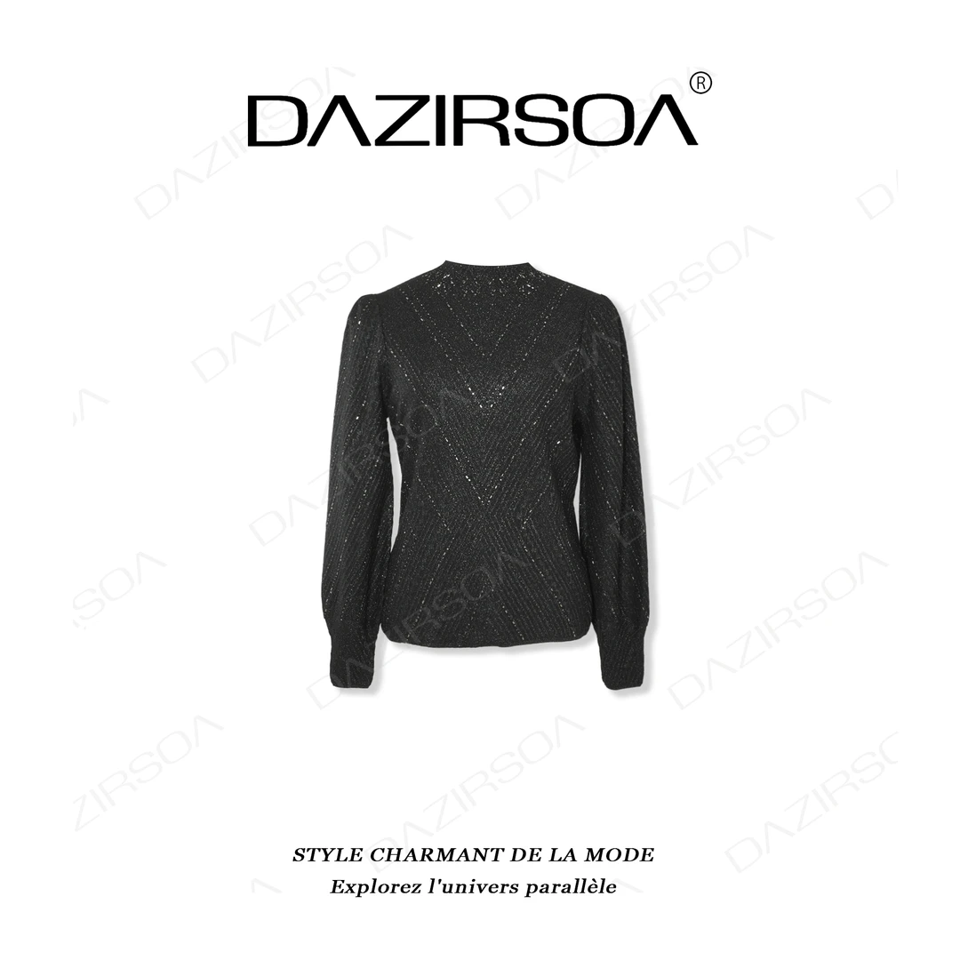 DAZIRSOA/达姿“艺术美感” 时尚百搭拼接高级感烫钻毛衣 U761