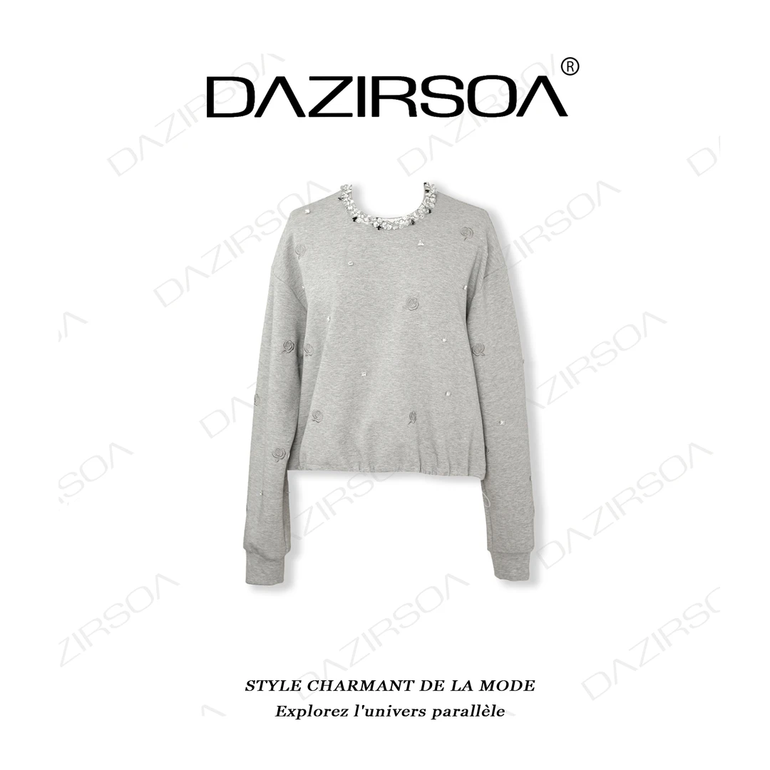 24A/W// “趣致新风” 重工钉珠立体玫瑰刺绣时尚卫衣 T505