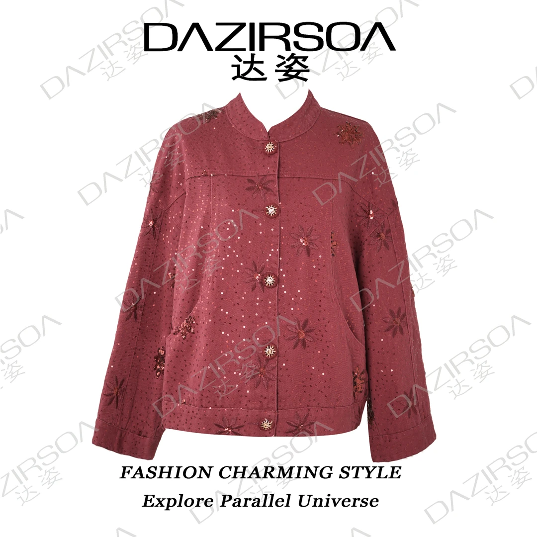DAZIRSOA/达姿24SS//亮片立体花朵刺绣牛仔外套 S973