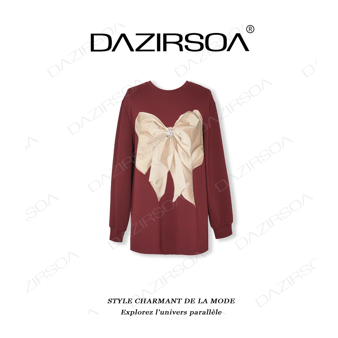 24A/W “灵感漫行”  时尚蝴蝶结重工钉珠高级感卫衣 T630