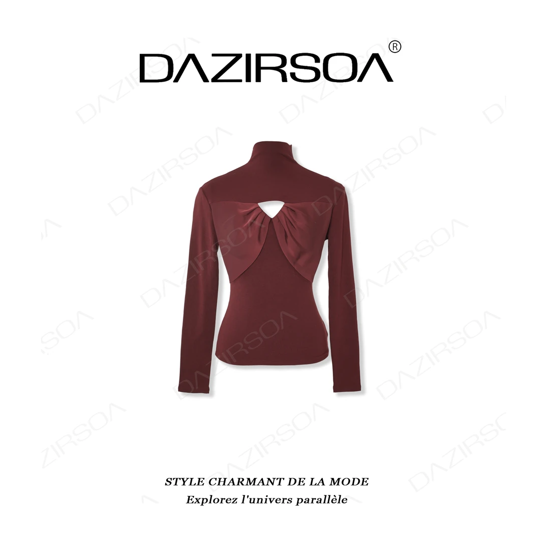 DAZIRSOA/达姿“随性基调”时尚百搭拼接蝴蝶结洋气上衣 W150