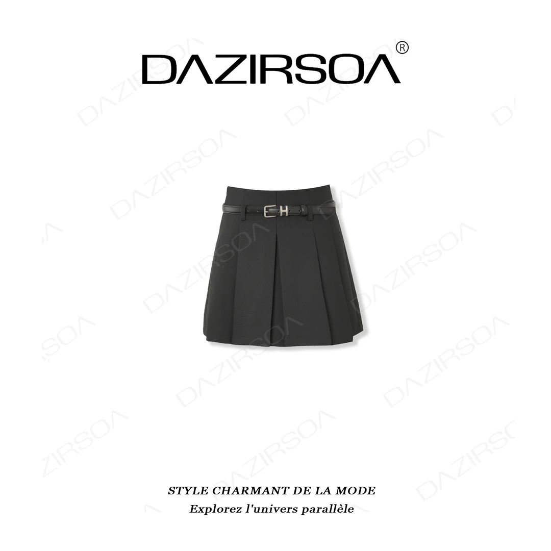 DAZIRSOA/达姿“琉璃落叶”时尚百搭带腰带显瘦洋气百褶裙 S807
