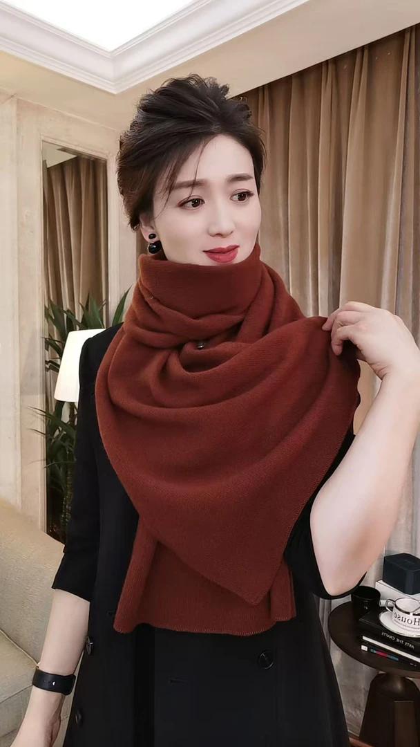 柏澜-【纯色定制围巾披肩】网红时尚百搭双面长款加厚保暖BL24073