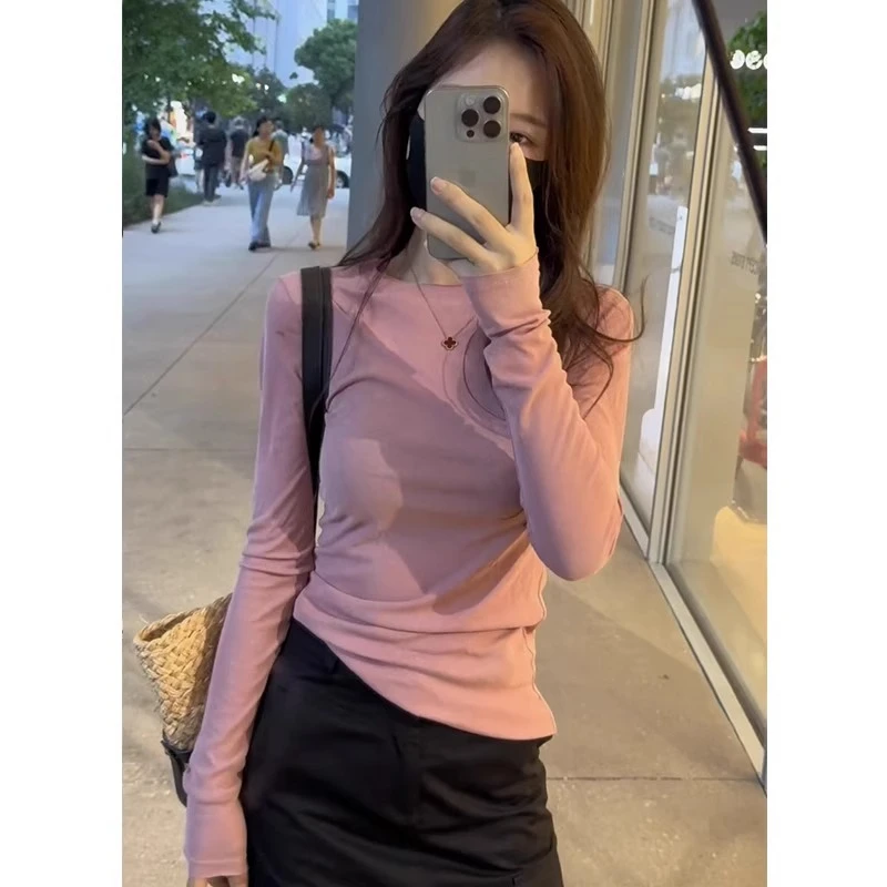 时尚薄款长袖T恤女今年流行爆款春秋2025新款女上衣时髦时尚洋气