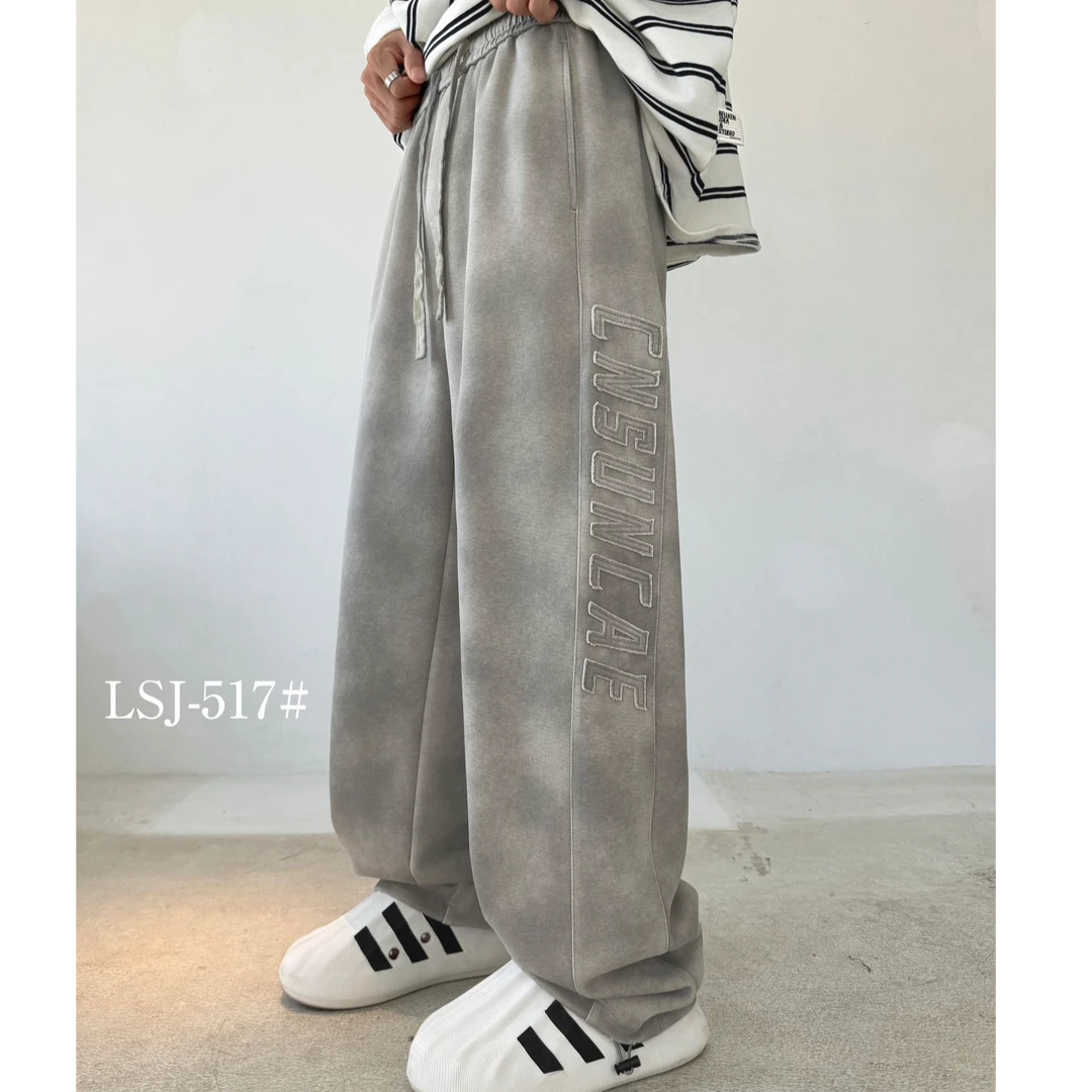 2025春季新款美式复古弯刀直筒卫裤潮牌运动高街宽松正品休闲长裤