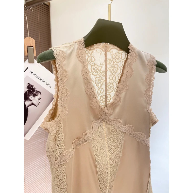 真丝背心女桑蚕丝外穿宽松吊带蕾丝内搭无袖打底上衣