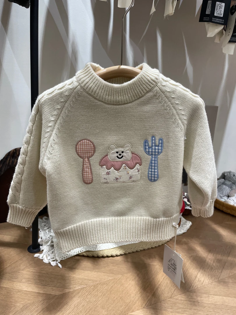 儿童卡通针织毛衣加厚保暖冬季可爱套头毛衣2024新品