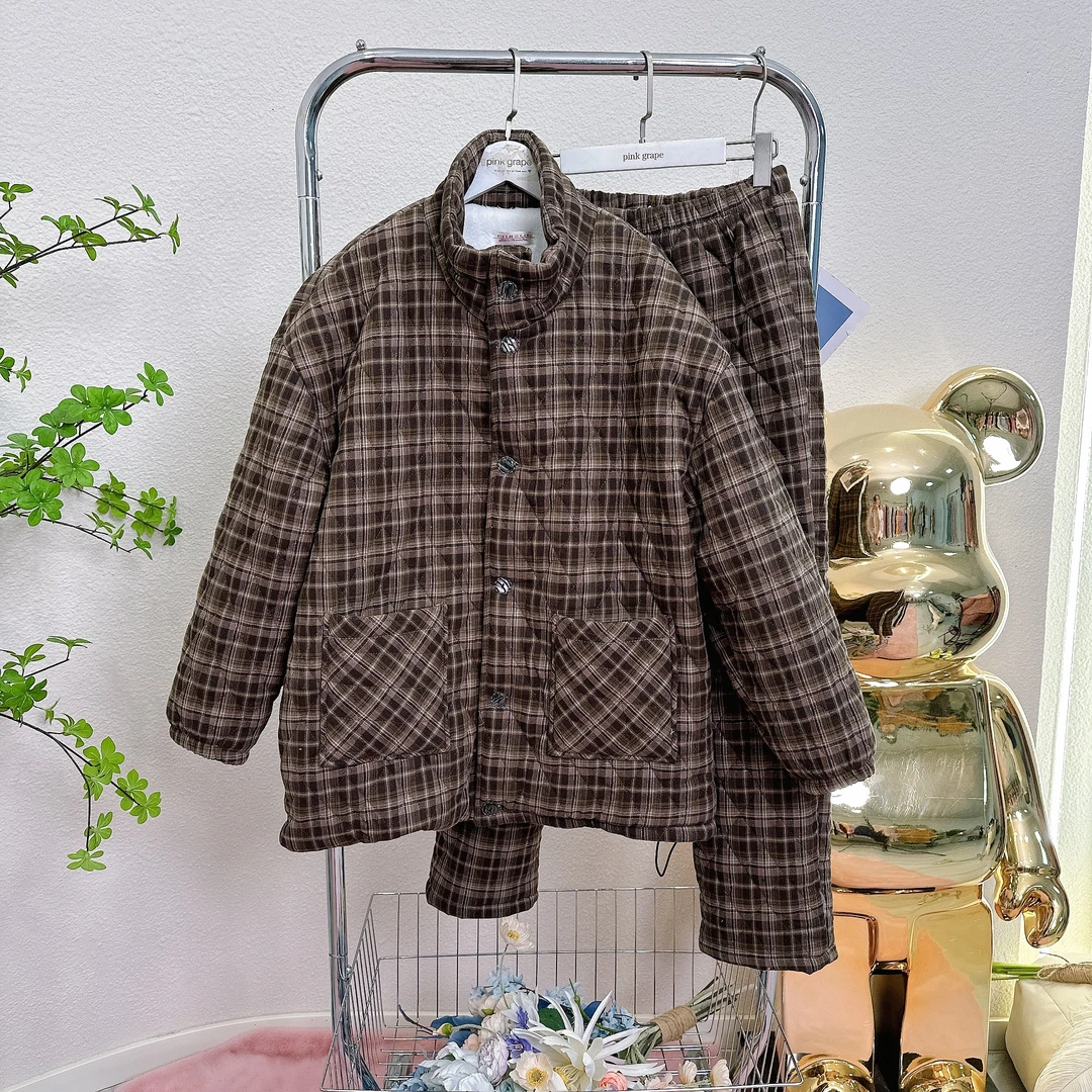 pinkgrape【月落汐霜咖】睡衣男秋冬加厚保暖外穿夹棉套装2479536