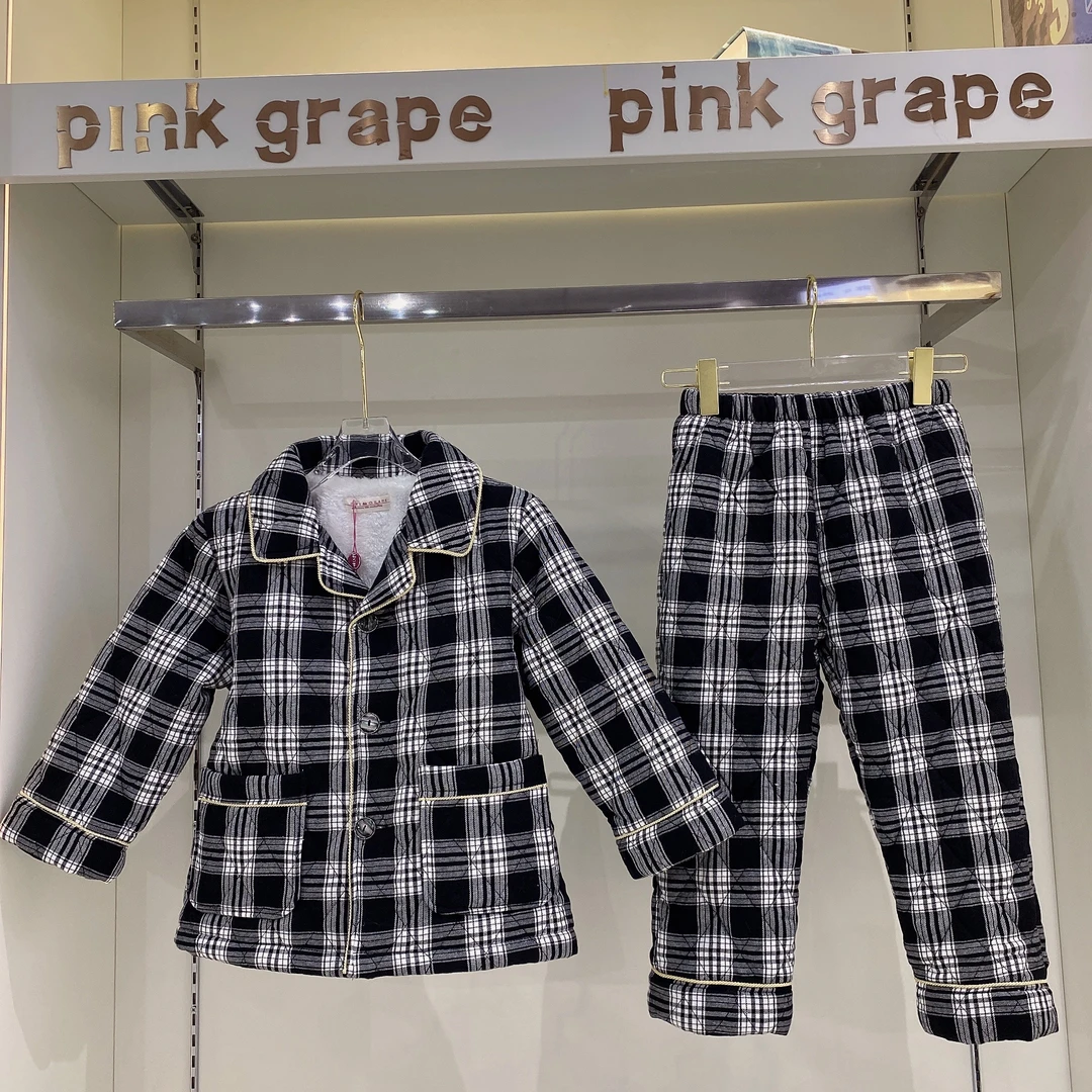 pinkgrape【月落汐霜】睡衣男童新款冬季三层夹棉加厚家居服2375123