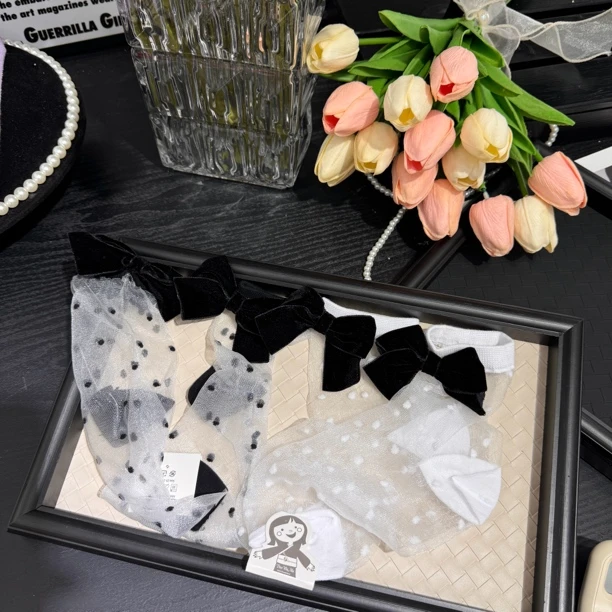 波点蝴蝶仙女短袜