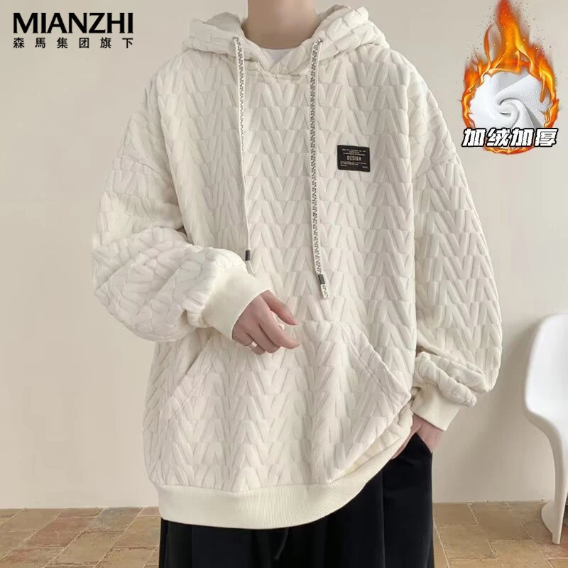 棉致2023新款冬季加绒小香风卫衣情侣港风小众帽衫男女款