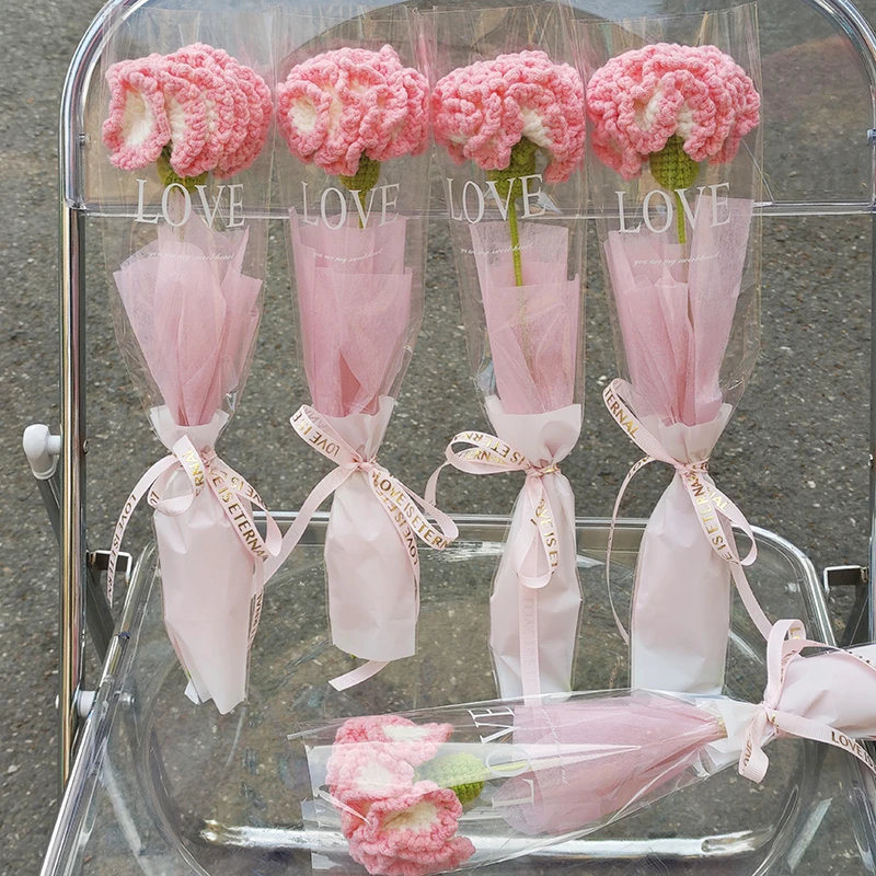 针织教师节送老师送小礼物送女老师毛线花编织永生花康乃馨礼物