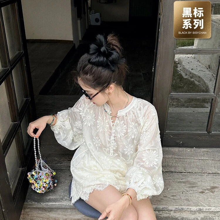 莉贝琳sisy黑标国风重工刺绣新中式套装上衣短裤春夏新款女189604