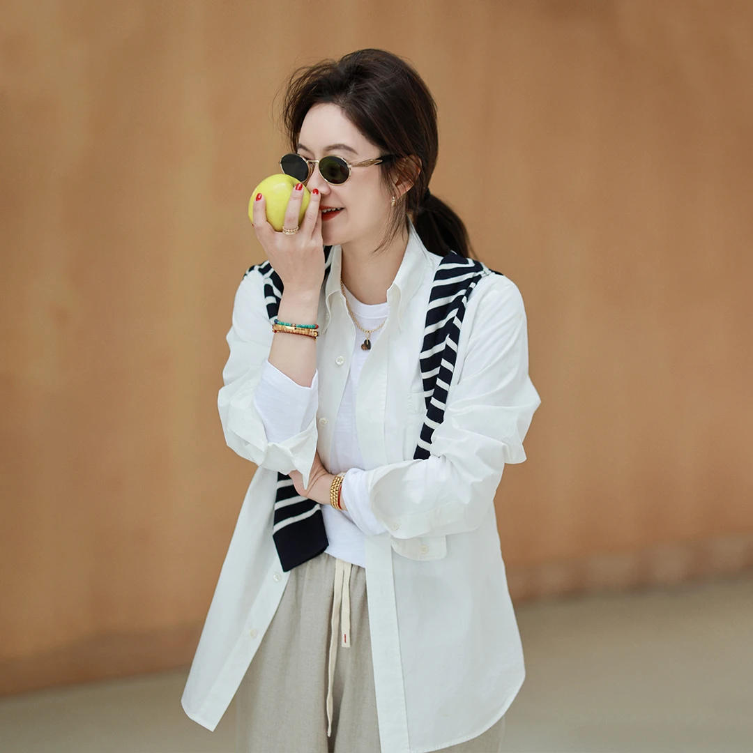 莉贝琳sisy气质衬衫通勤飒爽合身显瘦舒适全棉衬衣2024新款187825