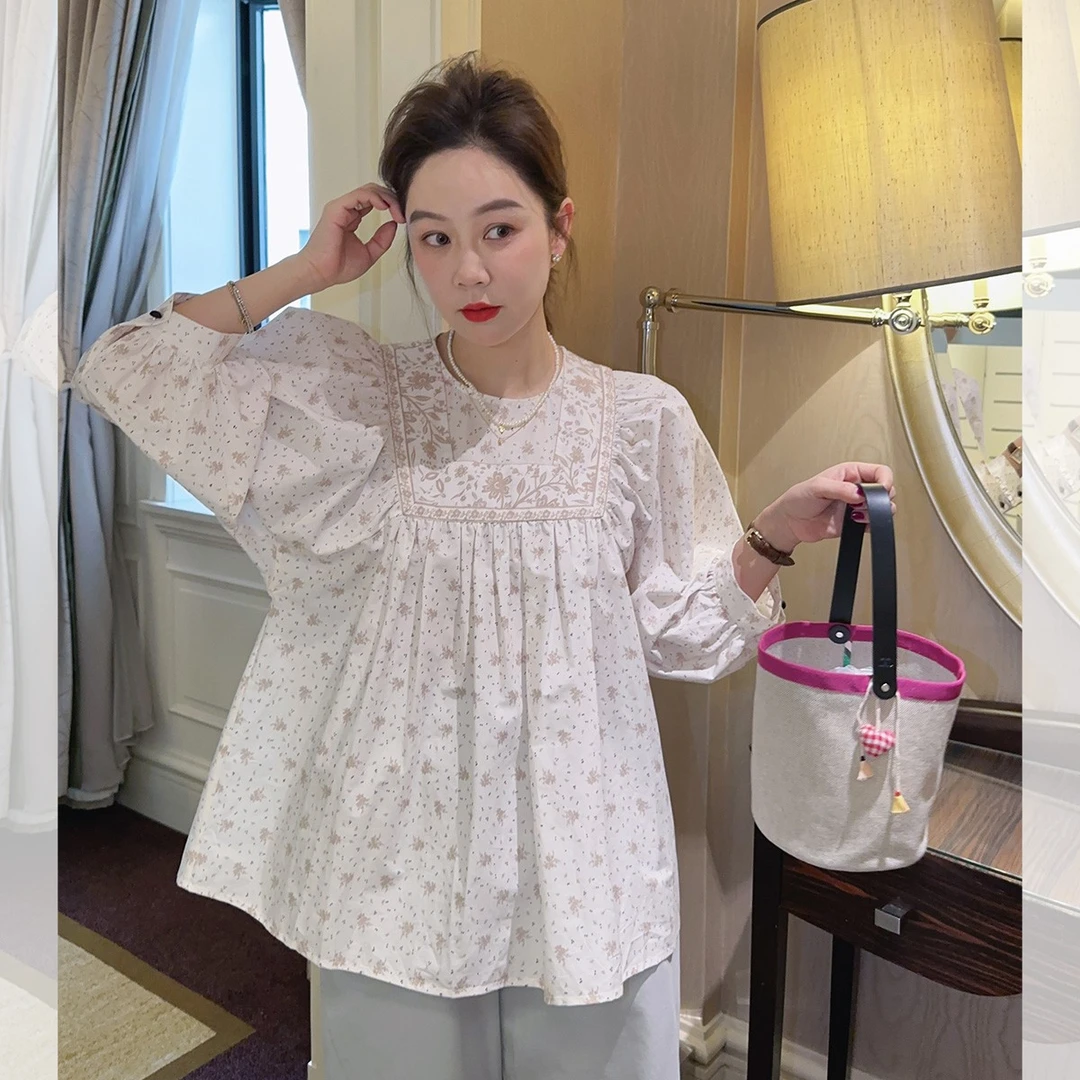 莉贝琳sisy蕾丝上衣女夏季法式减龄泡泡袖遮肉宽松小衫仙168852