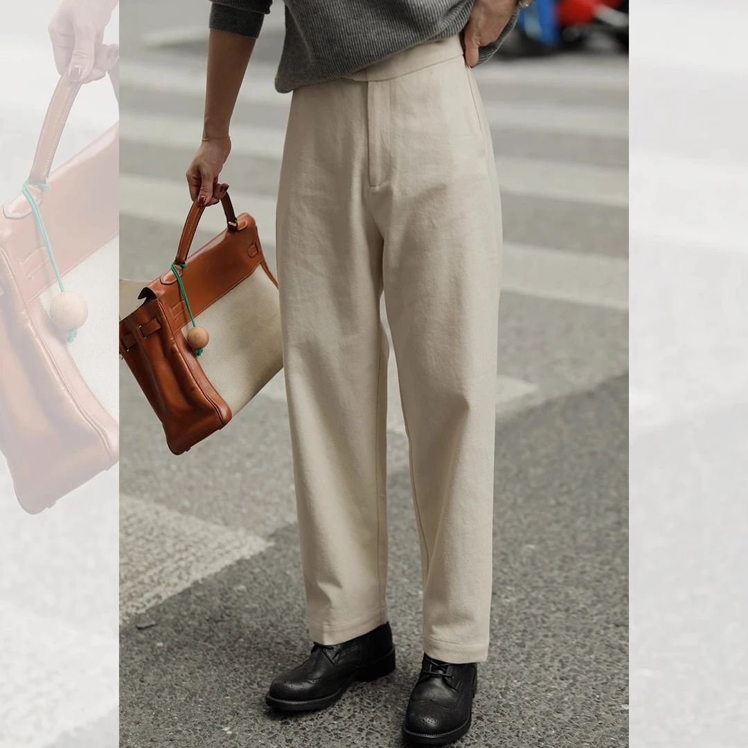 莉贝琳sisy休闲长裤 百搭简约直爽高腰显瘦舒适休闲裤女182056