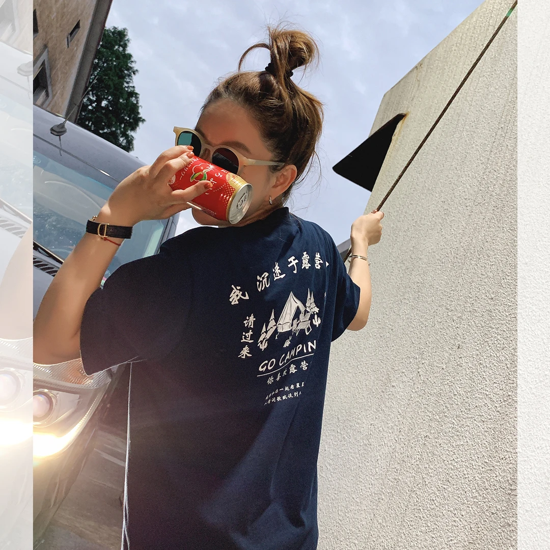 莉贝琳T恤 文字印花体恤设计感休闲趣味短袖全棉情侣上衣女151661