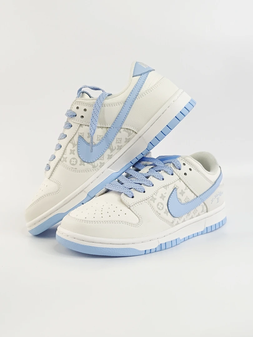 Nike耐克DunkLow蓝色百搭男女复古潮流休闲【球鞋定制】白蓝情侣