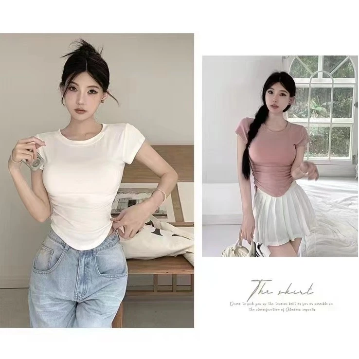 出游情侣短袖微胖mm显瘦夏装热恋情侣装打底衫短款百搭打底夏季