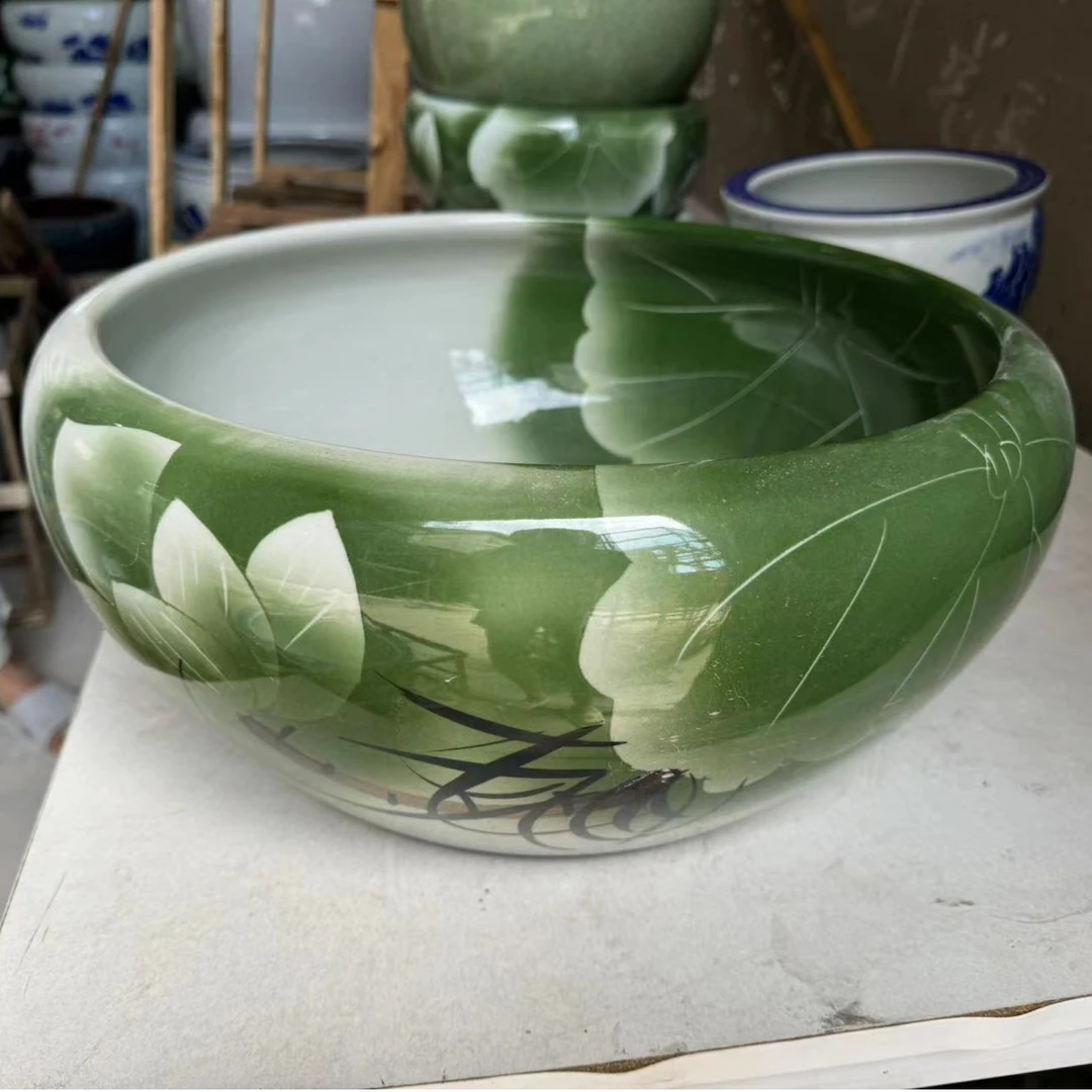 瑕疵缸直径41cm高度16cm陶瓷鱼缸荷花缸