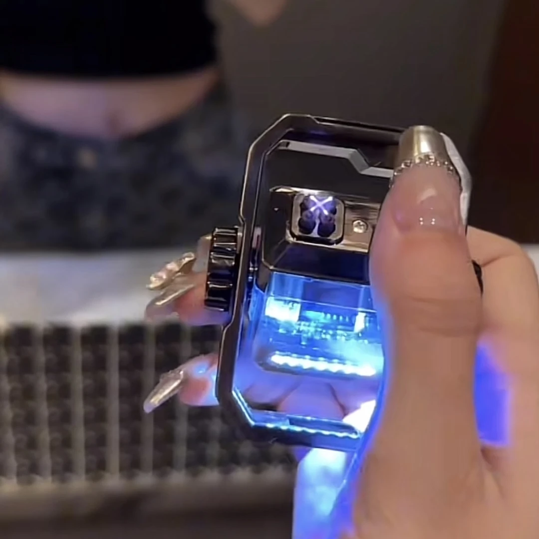 陀螺机甲炫酷双电弧充电防风打火机赛摩朋克旋转解压创意点烟器男