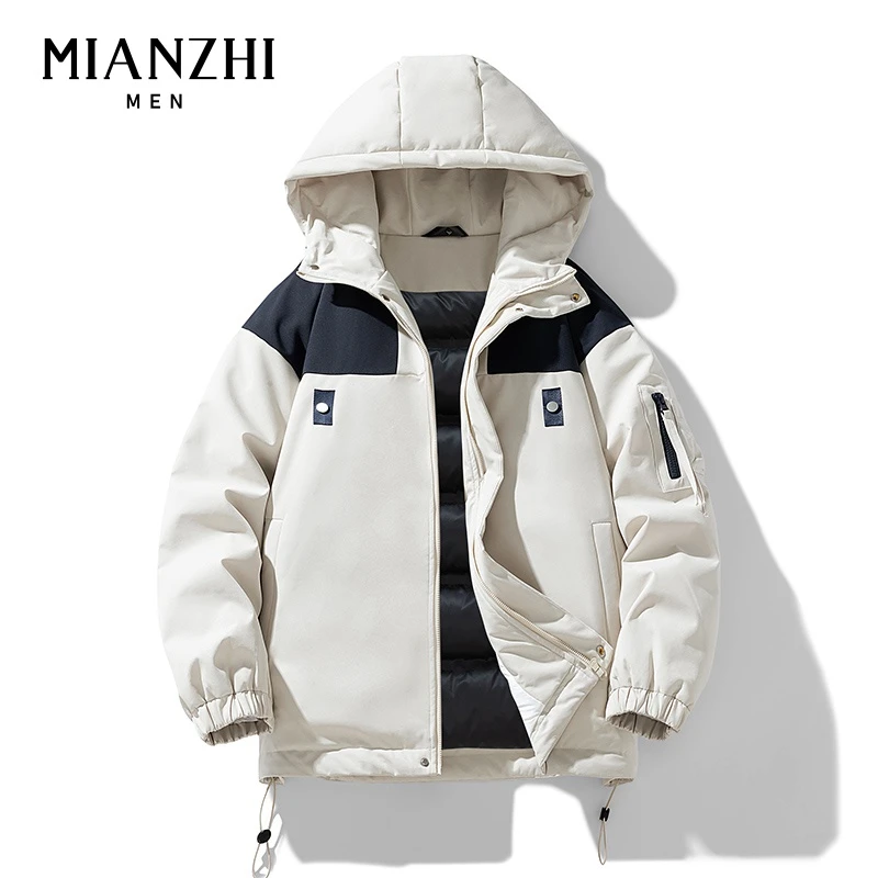 棉致2024新款工装棉衣外套男士冬季新款棉服拼色螺纹袖棉袄面包服