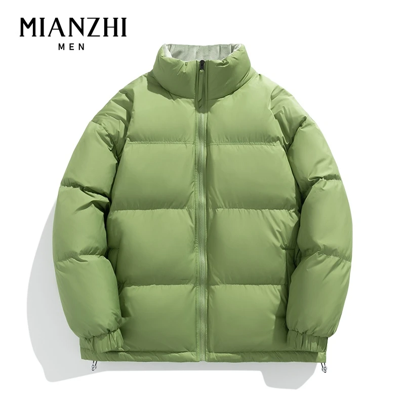 森馬集团棉致男士羽绒服高档纯色保暖立领防水落肩螺纹松紧袖上衣