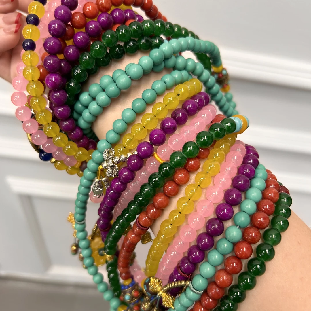 非金属玻璃项链 新款时尚国风串珠项链女士纯手工编织百搭链子