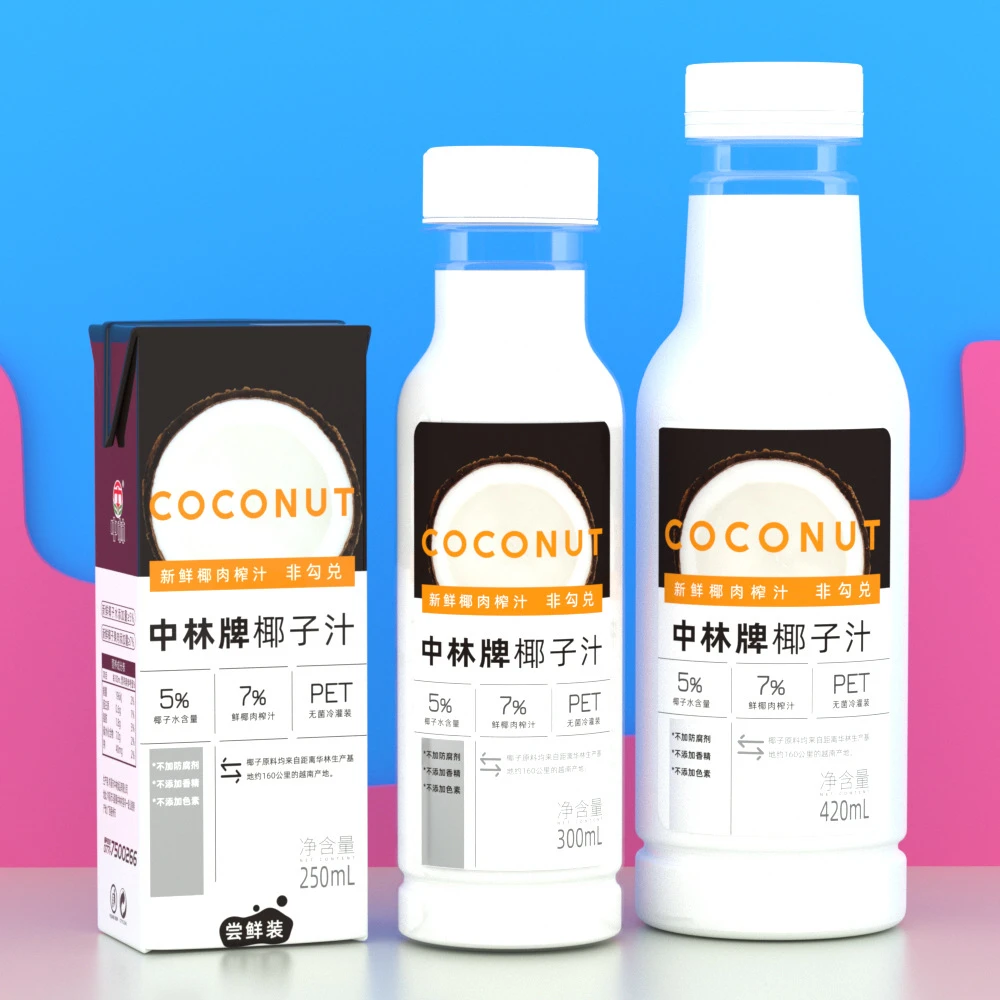 中林椰子水生榨椰子汁进口果汁饮料瓶装常温盒装营养新鲜低温发货