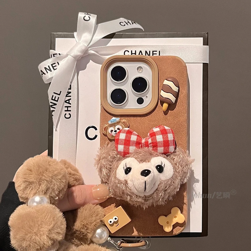 立体可爱毛绒公仔雪莉玫适用苹果16ProMax手机壳新款iPhone15pro