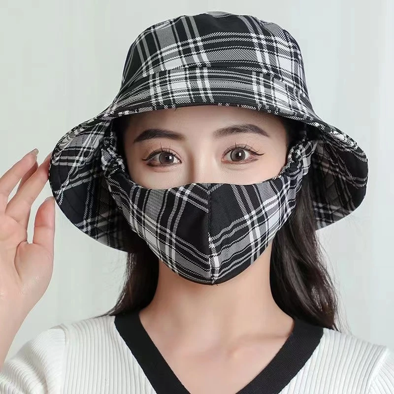 防晒帽子口罩一体防晒夏季干活遮阳帽骑行户外采茶帽子防灰尘