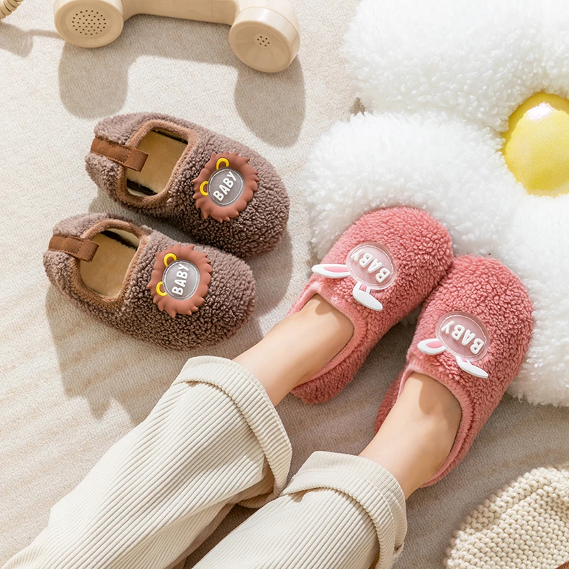 儿童棉鞋厚底滴塑标软底加绒宝宝防滑毛绒加厚隔凉保暖居家秋冬季