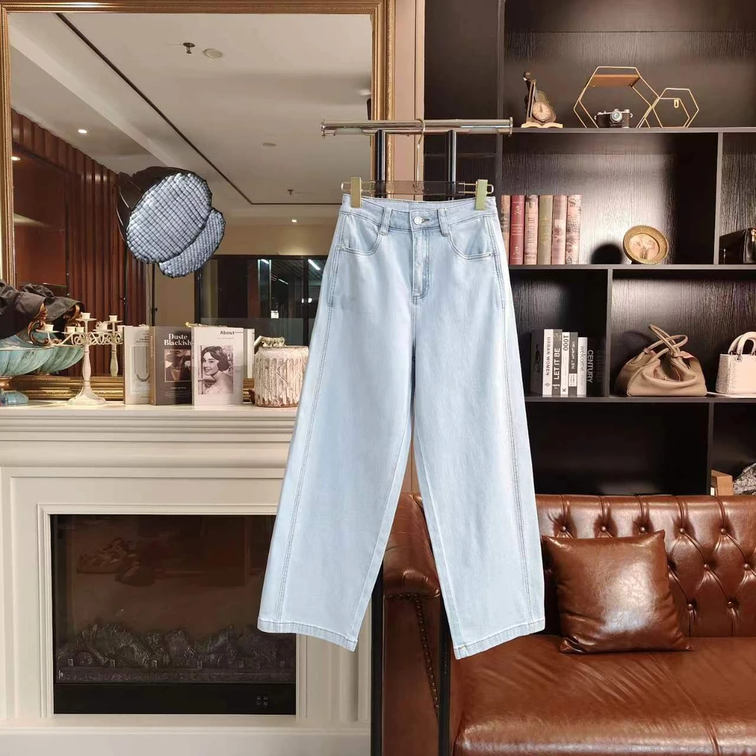 蓝山 | 九分直筒牛仔裤百搭显瘦RS990044高腰阔腿裤女