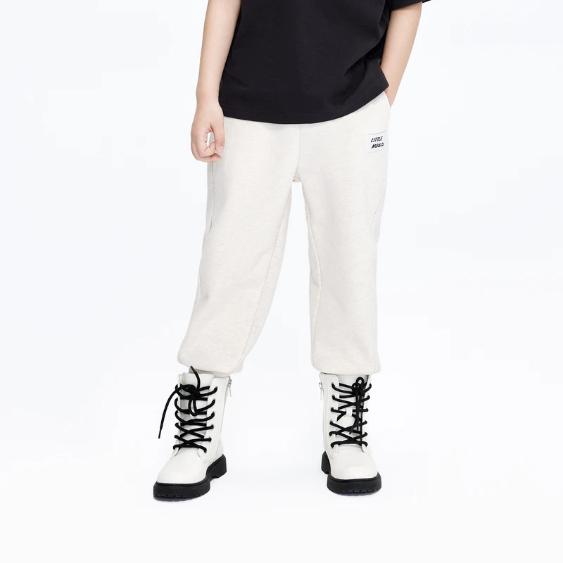 little moco童装春秋装新款男女童长款卫裤长裤束脚裤#KBC3PAT013