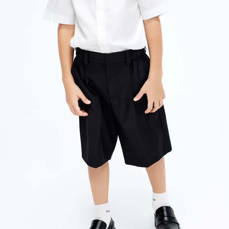 little moco童装23夏装新款男女童黑色演出西装短裤子#KBC2SOT014